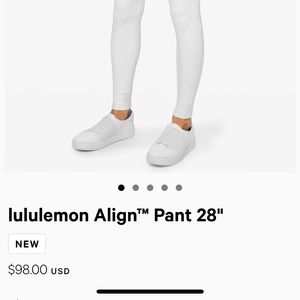 LULULEMON align leggings white new without tags wt